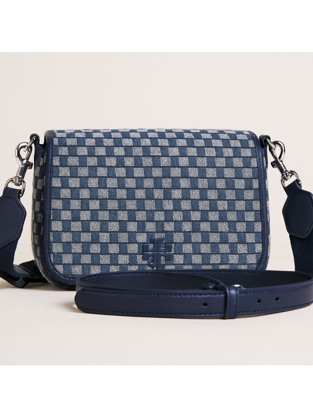 Tory Burch Thea Denim Flap Checker Crossbody Bag NWT 100% AUTHENTIC